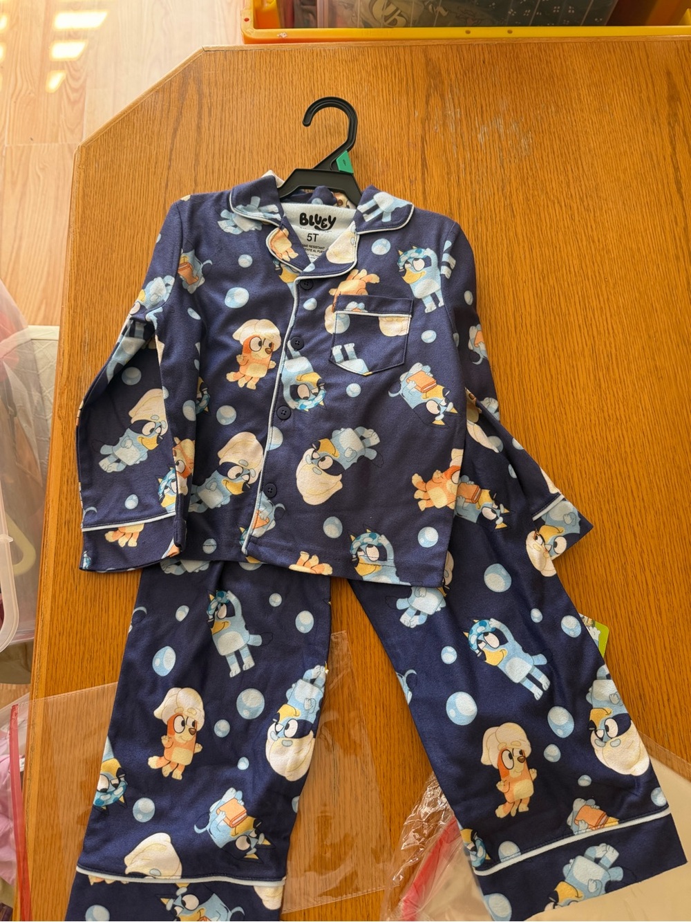 Blue Kids Pajama Set with Cartoon Puppies -